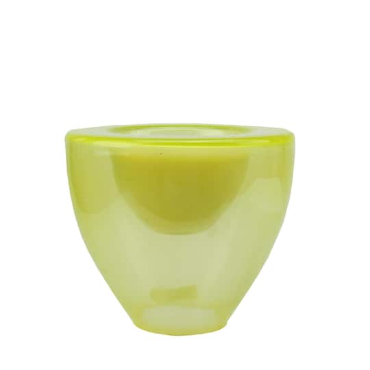 5.25" Lime Green Glass Votive Candle Holder with Wax Candle